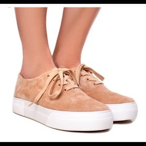 VINCE Tan Suede Lace up Sneakers
